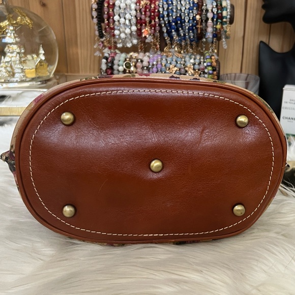 Patricia Nash Vintage Floral Leather Bag with Detachable Crossbody Strap - Picture 7 of 14